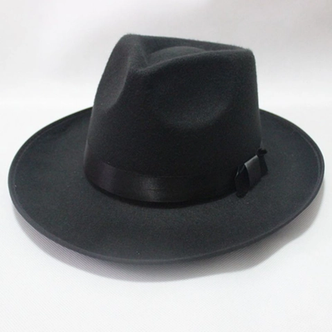Fedora Hoed Brede Rand Wolvilt Jazz Pet Met Satijnen Lint Strik Vintage Britse Stijl Voor Heren Dames Unisex