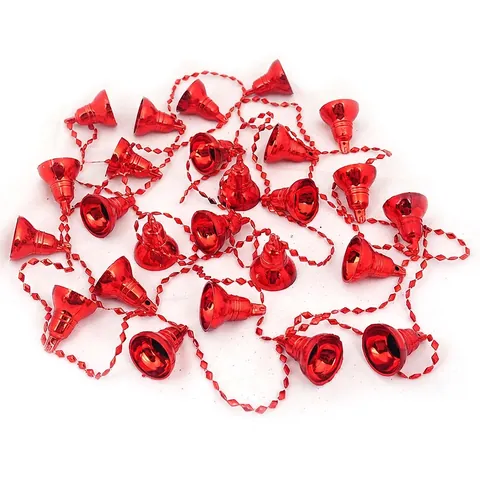 Christmas Ornament Bead Chain Garland Electroplated PVC Metallic Bells Stars Balls For Tree Hanging Wall Decor
