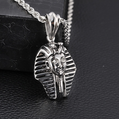 Ciondolo Testa Di Faraone Egizio Acciaio Inossidabile Gioielli Etnici Vintage Retro Punk Charms Da Re Per Uomini