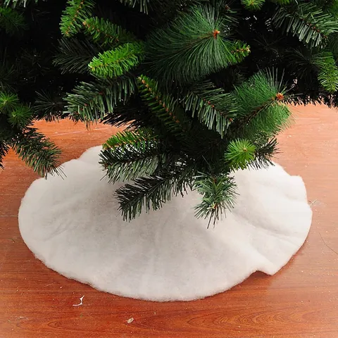 Gonna Per Albero Di Natale Peluche Bianco Cotone PP Effetto Neve Copertura Base Rotonda Decorazione Festa Soffice