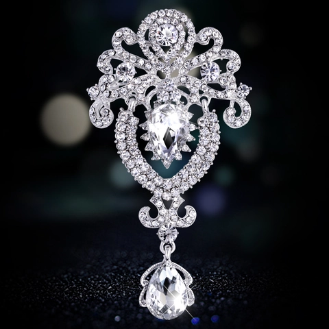 Spilla Corona in Lega Strass Vintage per Donna Lussuosa Spilla a Pendente a Goccia Accessori per Abbigliamento Gioielli di Moda