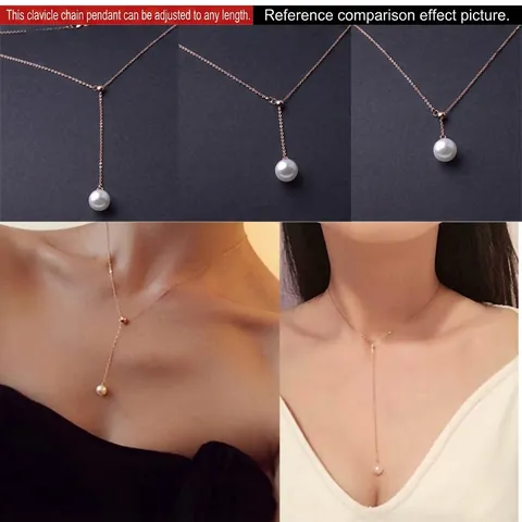 Collana A Y Con Künstliche Perle Regolabile Per Donna Elegante Catena Da Clavicola Placcata Oro Argento Gioielli