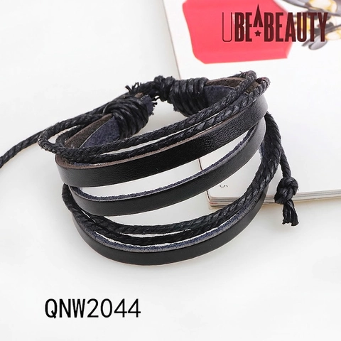Multilayer Cowhide Leather Woven Rope Bracelet Retro Handmade Beaded Wrap Accessory For Men And Women