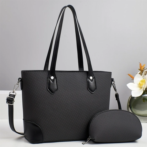 Dames PU Leer Tote Bag Grote Capaciteit Woon-werkverkeer Schoudertas Casual Handtas Met Portemonnee