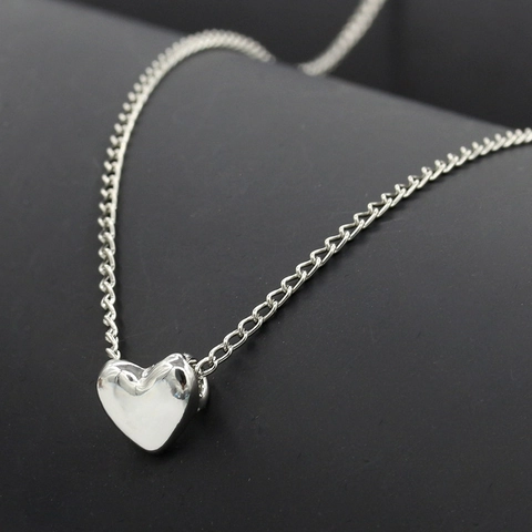 Herz Anhänger Halskette Legierung Poliert 3D Liebe Form Schlüsselbein Kette Elegant Süß Schmuck Für Frauen Geschenk