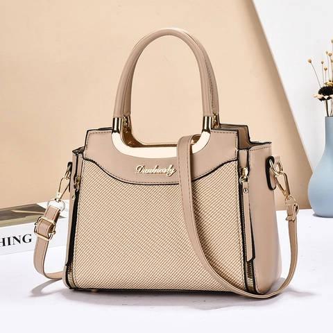 Borsa A Mano Donna Pelle PU Trama Intrecciata Tote Con Manico In Metallo Dorato Tracolla Regolabile Borsa Elegante