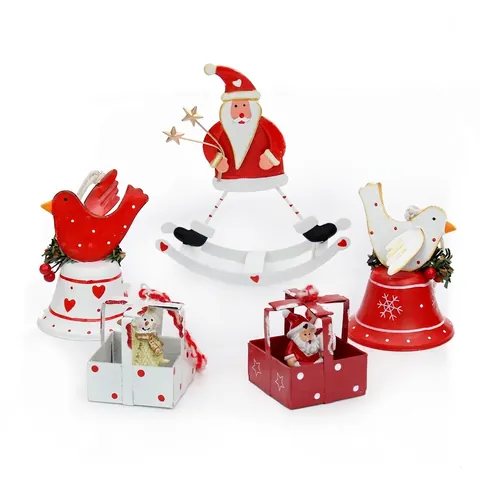 Weihnachtsdekoration Eisenkunst Schaukelnder Weihnachtsmann Schneemann Anhänger Handbemalte Metall Tischdeko Festliches Geschenk