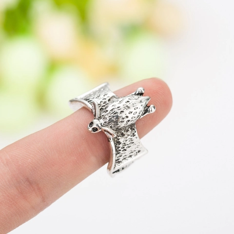 Fledermaus Ring Vintage Gothic Tier Verstellbar Offen Legierung Metall Retro Punk Schmuck Für Damen Und Herren