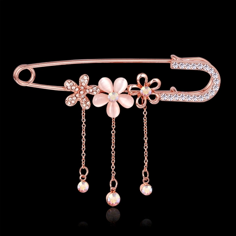 Spilla In Lega Con Strass Fiore Pin Finto Occhio Di Gatto Nappa Elegante Fibbia Per Sciarpa Gioielli Per Donna