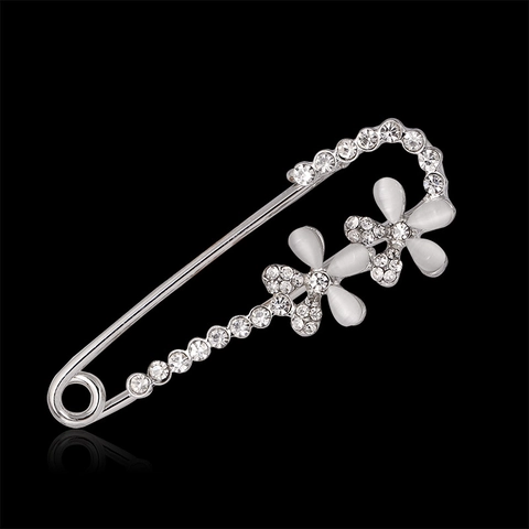 Eleganter Blumen Brosche Pin Mit Legierung Strass Und Katzenauge Stein Für Damen Schal Schnalle Sicherheitsnadel