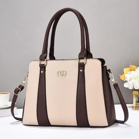 Bolso De Mano De Cuero PU Con Patrón De Lichi En Color Contraste Con Hebilla Dorada Para Mujer Regalo Mamá