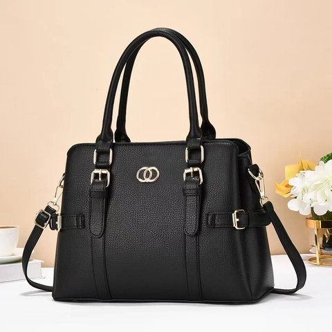 Sac À Main Femme Cuir PU Motif Lychee Grande Capacité Tote Commuting Double Usage Matériel Doré Élégant Dame