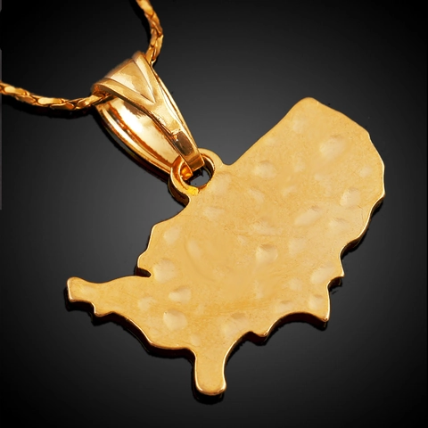 Collana Con Ciondolo Mappa USA Rame Placcato Oro 18K Nomi Di Città Incisi Modello Bandiera Gioielli Souvenir