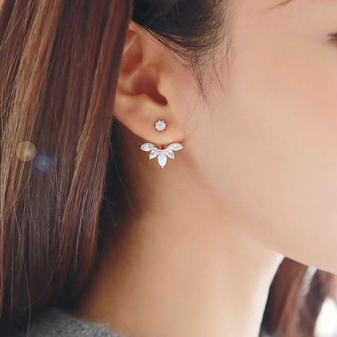 Daisy Flower Stud Earrings Alloy Marquise Zircon Elegant Shiny Jewelry With Silver Earring Post For Women