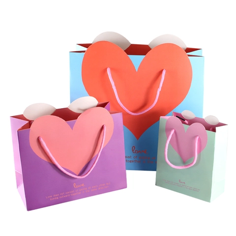 Bolsas De Regalo Con Forma De Corazón Embalaje De Papel Cartón De Mano Para Boda Cumpleaños San Valentín Diseño De Amor Romántico