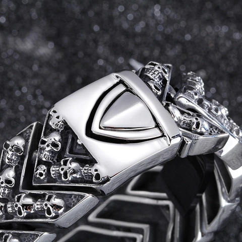 Men Skull Link Bracelet 316L Stainless Steel Vintage Punk Gothic Biker Jewelry Arrow V Shape Chain