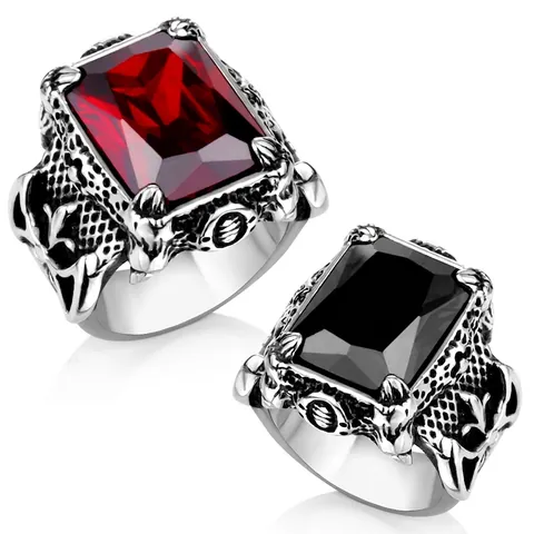 Anello Gotico In Acciaio Inossidabile Da Uomo Vintage Croce Incisa Gemma Rettangolare Gioielli Punk