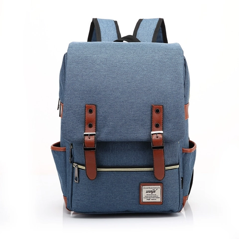 Retro Canvas Rugzak Met Details Van Kunstleer Vintage Casual Student Reizen Unisex Multi Zakken Dagrugzak