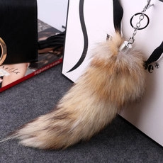 Luxury Real Fox Fur Tail Keychain Pendant For Women Oversized Fluffy Fur Bag Charm Winter Accessories Car Key Ring