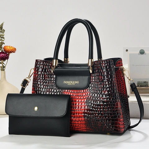 Borsa A Mano E Portafoglio In Pelle PU A Rilievo Coccodrillo Borsa A Tracolla Versatile Per Donna Business Casual