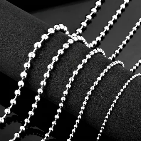Collana Catena A Sfere Acciaio Inossidabile Perle Titanio Maglia Versatile Per Ciondoli Uomini Donne Gioielli Lucidi