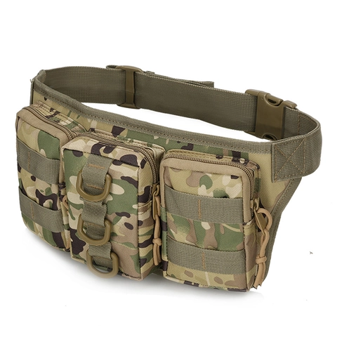 Riñonera Táctica 800D Oxford Impermeable Sistema MOLLE Exterior Senderismo Ciclismo Camuflaje Múltiples Bolsillos