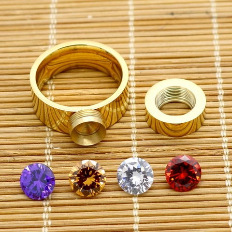 Anillo De Acero Inoxidable Con Circones Redondos Intercambiables Chapado En Oro 18K Joyería DIY
