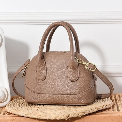Borsa A Cupola Da Donna Motivo Litchi Pelle PU Guscio Borsa A Tracolla Hardware Dorato Borsa A Spalla Manico Superiore Ufficio Quotidiano