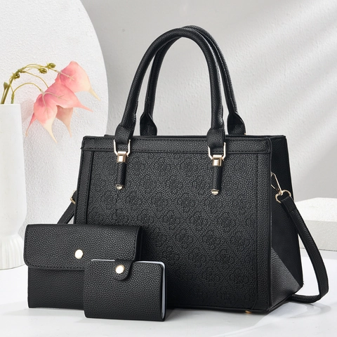 Damen Schulterhandtasche Und Geldbörse Und Kartenhalter PU Leder Geprägte Einkaufstasche Elegant Mode Große Kapazität Täglich Reisen