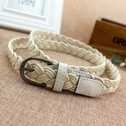 Vintage Geflochtener Wachsseil Gürtel Für Damen Mit Legierung Dornschließe Boho Schmaler Hüftgurt