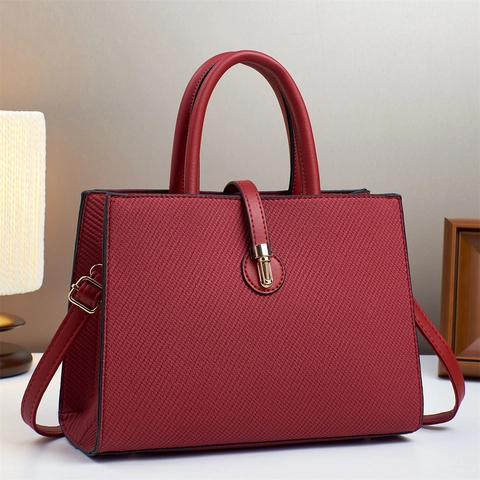 Borsa Da Donna In Pelle PU Trama Grande Capacità Borsa A Tracolla Manico Elegante Hardware Dorato Versatile