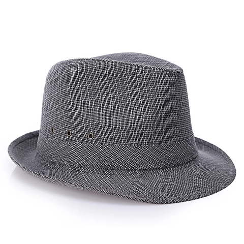 Herren Fedora Hut Geflochten Baumwolle Leinen Atmungsaktiv Sonnenschutz Britischer Stil Casual Outdoor Sommer Panama