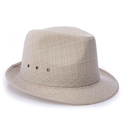 Herren Fedora Hut Geflochten Baumwolle Leinen Atmungsaktiv Sonnenschutz Britischer Stil Casual Outdoor Sommer Panama