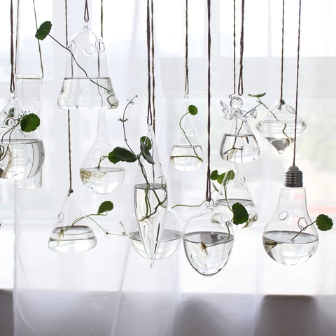 Hängende Glasvase Klare Hydroponische Pflanze Borosilikatglas Behälter Multi Form Terrarium Innen Home Garten Dekor