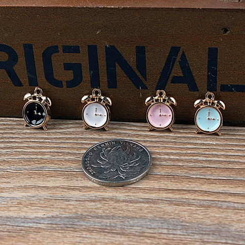 Mini Wecker Charms Legierung Emaille Anhänger Für DIY Schmuckherstellung Armband Halskette Zubehör