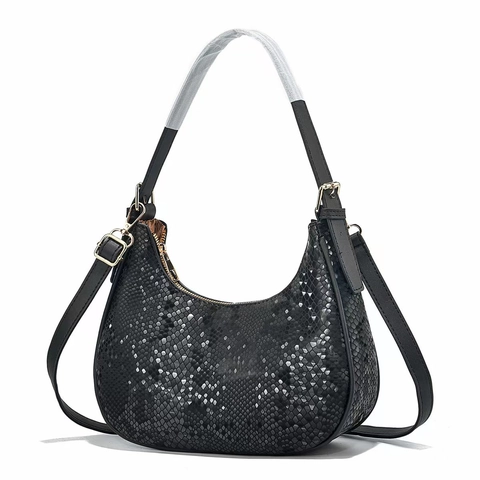 Borsa Hobo Donna in Pelle PU con Motivo a Serpente Lussuosa Borsa a Spalla a Mezzaluna Versatile Borsa a Tracolla