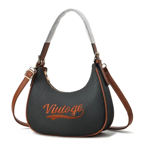 Borsa Hobo In Tessuto Vintage Con Finiture In Pelle PU Ricamo Borsa Sottobraccio Da Donna Tracolla Regolabile