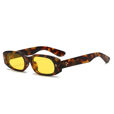 Retro Rechteck Sonnenbrille PC Rahmen AC Linse UV400 Schutz Metall Nietendekor Vintage Y2K Mode Brillen Damen Herren