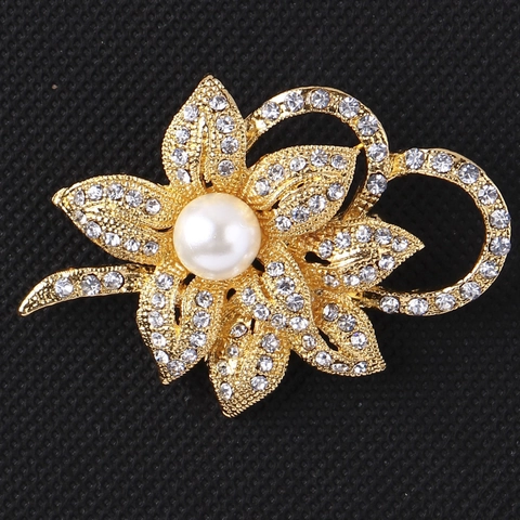 Elegante Spilla A Fiore In Lega Con Strass E Perla Artificial Sintetica Per Donna Accessorio Per Matrimonio E Festa