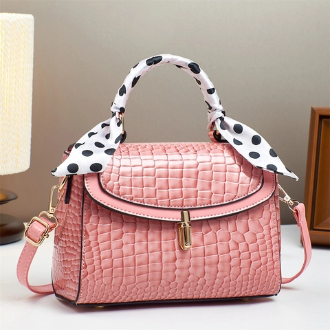 Sac À Épaule Pour Femmes Motif Crocodile Cuir PU Sac À Main Chic Avec Poignée En Foulard De Satin Mode