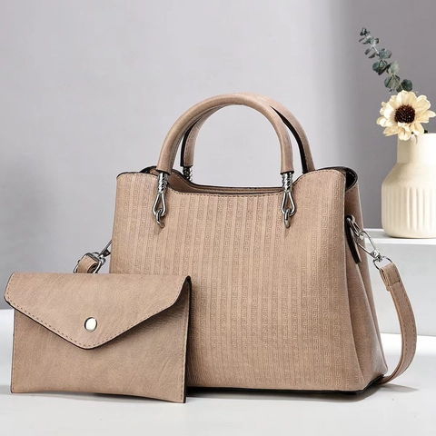 Borsa A Mano E Pochette Da Donna In Pelle PU Con Goffratura A Righe Verticali Elegante Borsa Tote Versatile