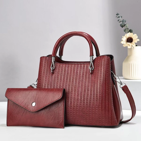 Borsa A Mano E Pochette Da Donna In Pelle PU Con Goffratura A Righe Verticali Elegante Borsa Tote Versatile