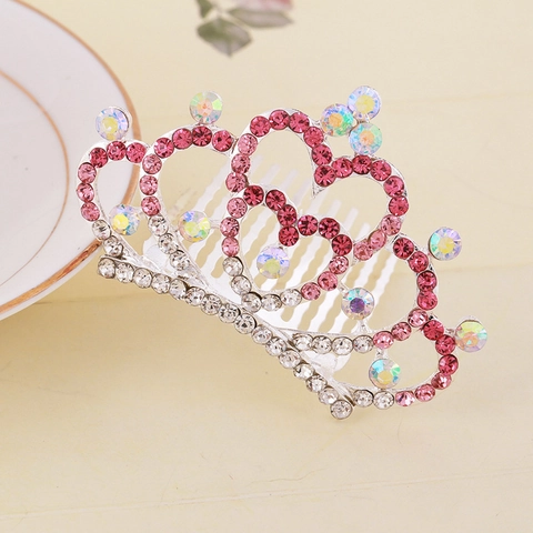 Mädchen Krone Haarkamm Legierung Strass Bunt Funkelnd Mini Diadem Für Geburtstag Party Tanz Kinder
