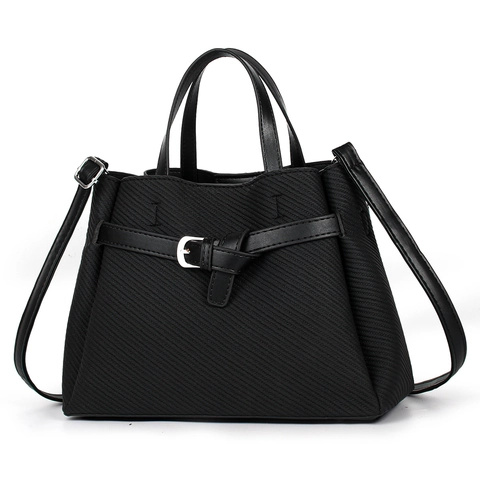 Women Tote Bag PU Leather Woven Fabric Top Handle Shoulder Crossbody Handbag Minimalist Large Capacity Office Commute