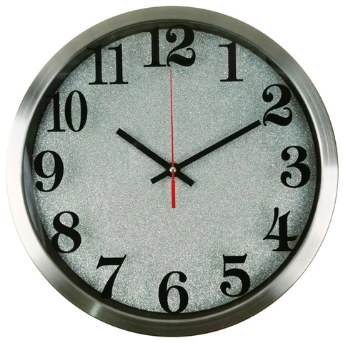 Orologio Da Parete Silenzioso Moderno Movimento Quarzo Tondo Cornice Metallo Inox Quadrante Luccicante Arredo Casa Ufficio