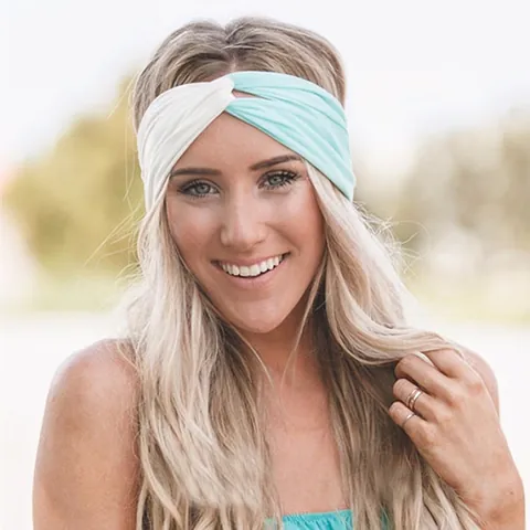 Women Elastic Knit Fabric Headband Cross Twist Knot Color Block Wide Headwrap Sport Yoga Fashion Hair Accessory