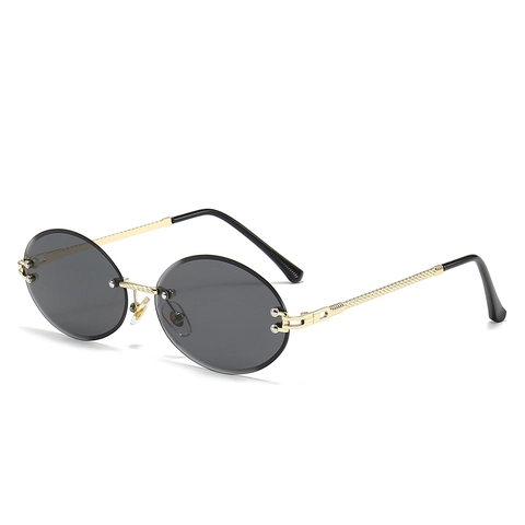 Gafas De Sol Ovaladas Sin Montura Vintage Para Mujeres Hombres Protección UV Montura Metal Lentes Degradadas Moda Accesorios