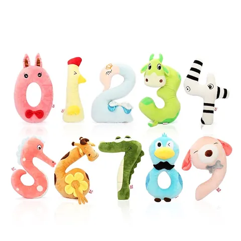 Animal Shape Number Plush Toy Soft Digital Doll Early Learning Education Cartoon Gift For Kids Baby Decorative