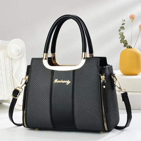 Damen Patchwork Umhängetasche Webstruktur PU Leder Handtasche Große Kapazität Top Griff Crossbody Tasche Urbaner Minimalismus Tasche