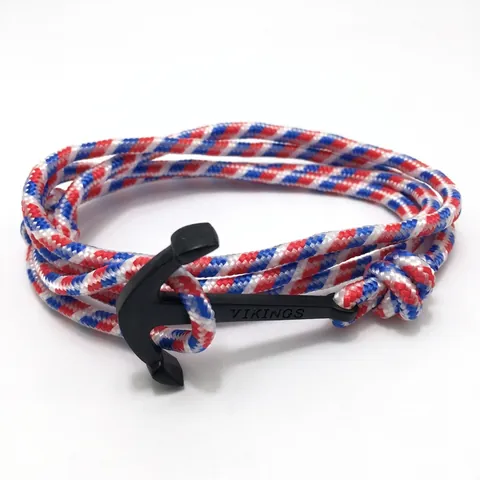 Viking Nautical Anchor Wrap Bracelet Alloy Metal Hook Woven Rope Multilayer Sporty Jewelry Men Women